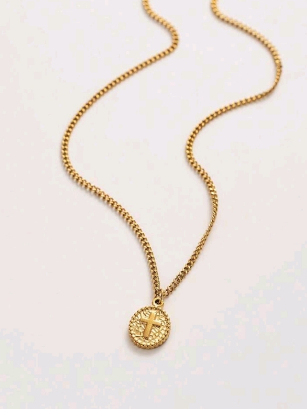 NEW! 18K Gold Plated Cross Medallion Pendant Cuban Chain Necklace- Women Jewelry